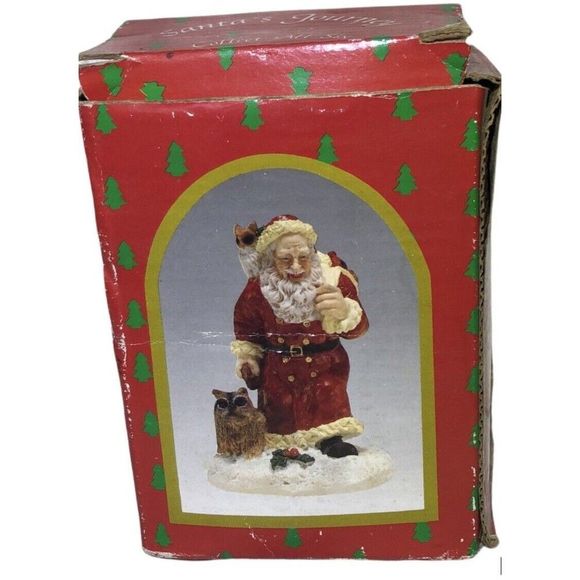 1992 Santa’s Journey HandCrafted 4” Figurine Cat Presents Walking Christmas VTG - Picture 3 of 7